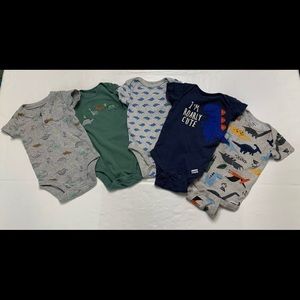 5 Dinosaur Onesies 3-6 Months